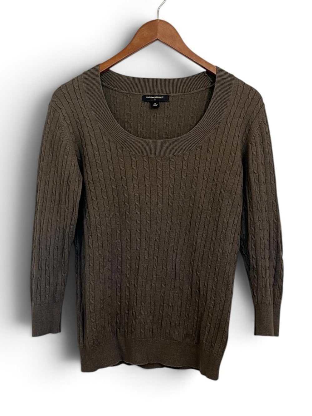 Banana Republic Brown Scoop-Neck Cable Knit Sweater